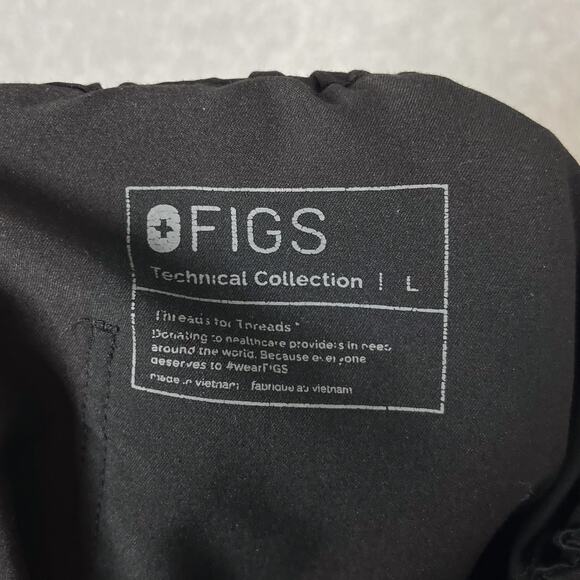 FIGS Pisco Basic Scrub Pants Men's Size L in Black Elastic Waistband Drawcord - Picture 9 of 9